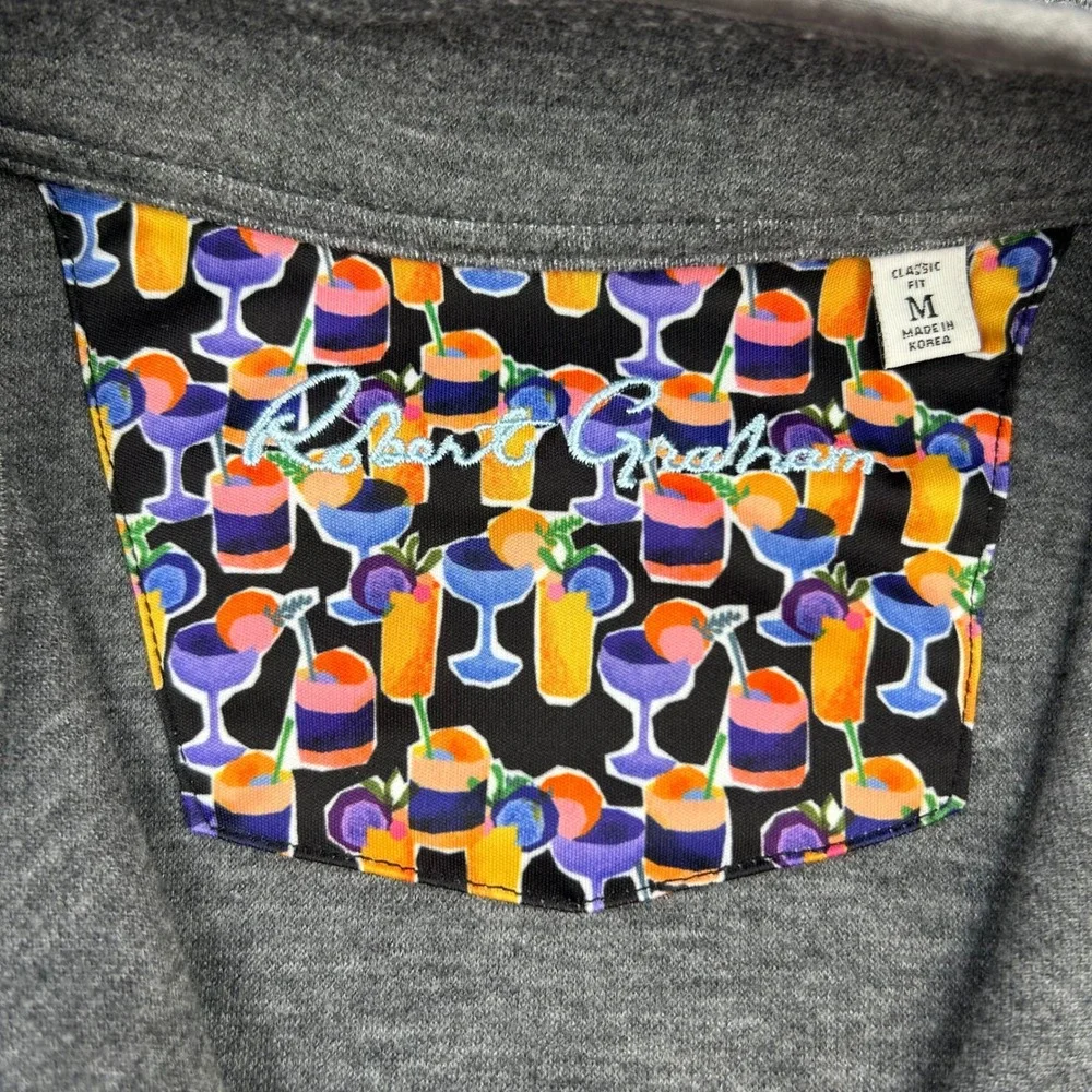 Robert Graham Quarter Zip Mens M Grey Heathered Pullover Sweater Classic Comfort
